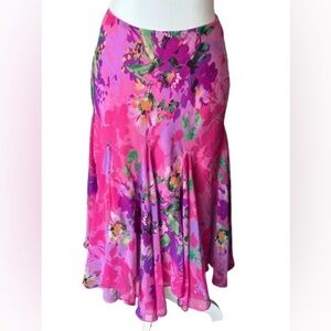 Vintage Cache Fairy Vibrant Floral Purple Pink XS Skirt Fairy core Sheer Extra